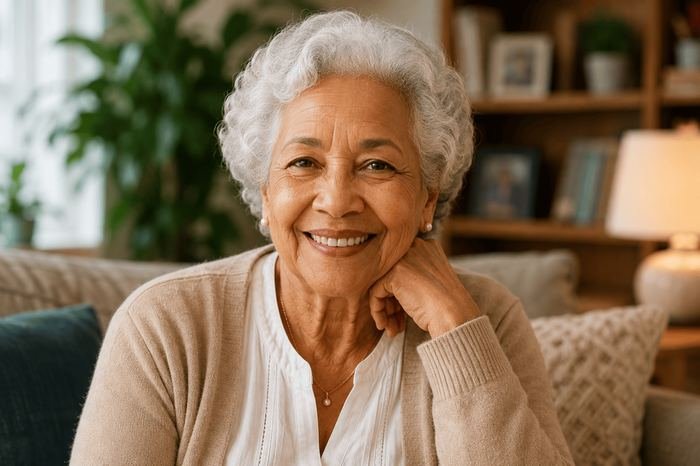 Grandma Maria smiling at home